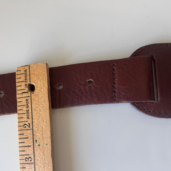 Sandwich Wide Leather Belt Brown Waist Belt European Made Adjustable M L - Picture 5 of 11
